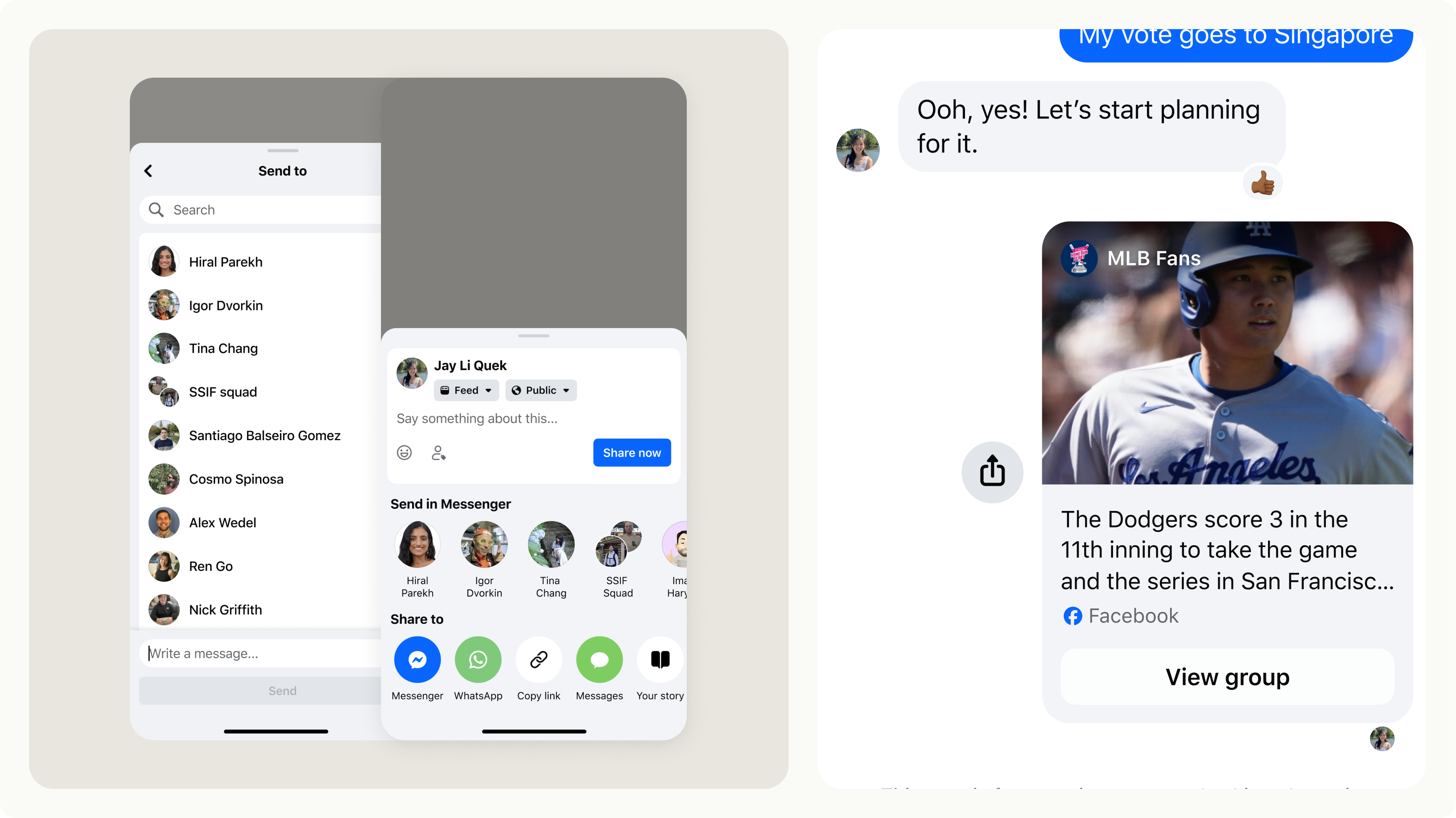 Share sheet on Facebook preview